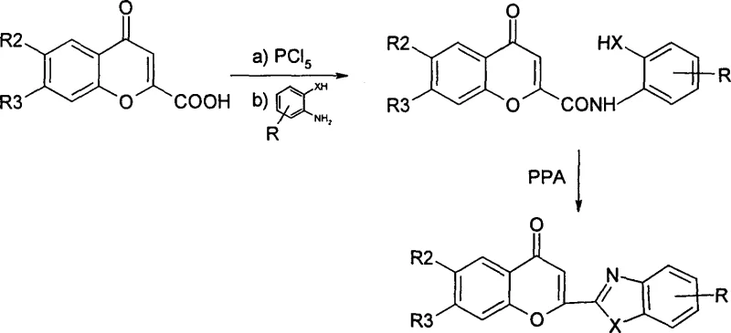 Synthetic pathway showing acyl chloride formation and PPA cyclization