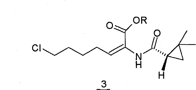 Chemical structure of the chloro-alkene ester intermediate showing the cyclopropane amide moiety