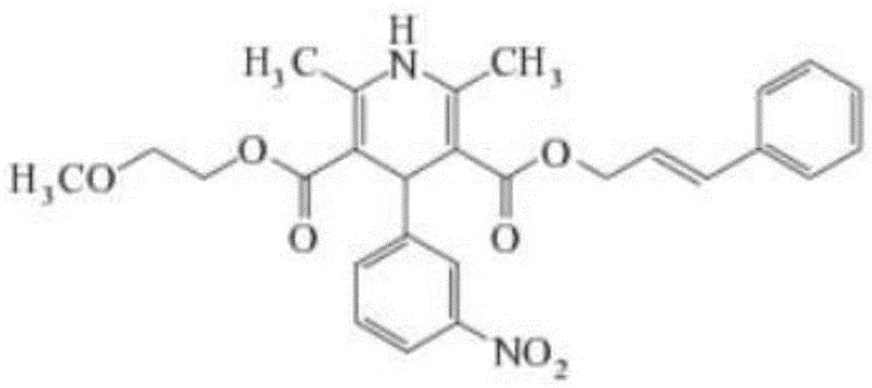 Chemical structure of Cilnidipine showing the dihydropyridine core and ester side chains susceptible to hydrolysis