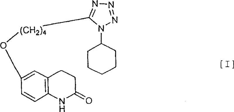 Chemical structure of Cilostazol (Formula I) showing the quinolinone and tetrazole moieties