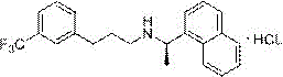 Chemical structure of Cinacalcet Hydrochloride showing the chiral center and trifluoromethyl phenyl group