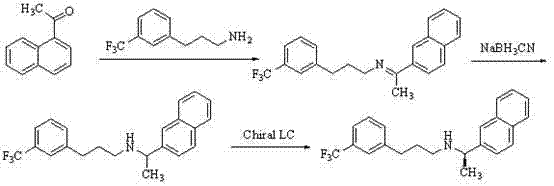 Prior art synthesis route using titanium tetraisopropylate and sodium cyanoborohydride