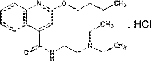 Chemical structure of Cinchocaine Hydrochloride (Formula I), the target local anesthetic agent