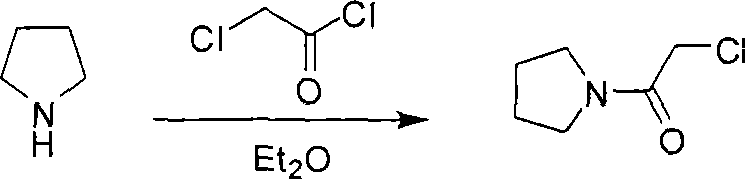 Conventional synthesis of chloroacetyl pyrrolidine using hazardous ether solvent