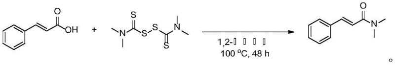 General reaction scheme for metal-free synthesis of cinnamamide compounds using thiuram disulfide