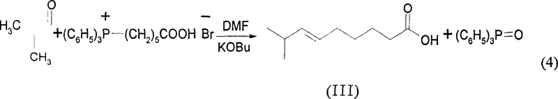 Wittig reaction scheme showing the synthesis of cis-8-methyl-6-nonenoic acid from phosphonium salt and isobutyraldehyde