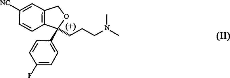 Chemical structure of Escitalopram (Formula II)