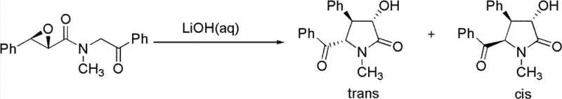 Cyclization reaction showing high cis-selectivity for (-)-clausenamide ketone formation