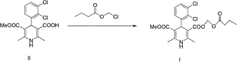 Synthesis of Clevidipine Butyrate from Intermediate II showing the esterification reaction with chloromethyl butyrate