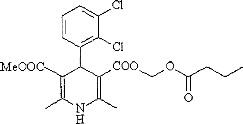Chemical structure of Clevidipine Butyrate showing the dihydropyridine core and butyrate ester side chain