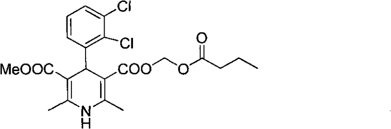 Chemical structure of Clevidipine Butyrate showing the dihydropyridine core and butyrate ester side chain