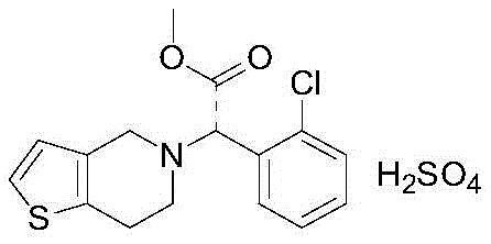 Chemical structure of Clopidogrel Hydrogen Sulfate showing the final API configuration