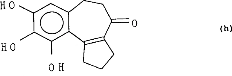Chemical structure of the tricyclic trihydroxy benzo[e]azulene-4-one intermediate formed via Lewis acid cyclization
