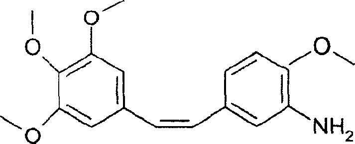 General chemical structure of combretastatin derivatives showing the 1,2-stilbene backbone with variable amino or hydroxy groups
