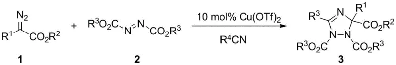General reaction scheme for copper-catalyzed synthesis of 1,2,4-triazole derivatives using diazo and azo compounds