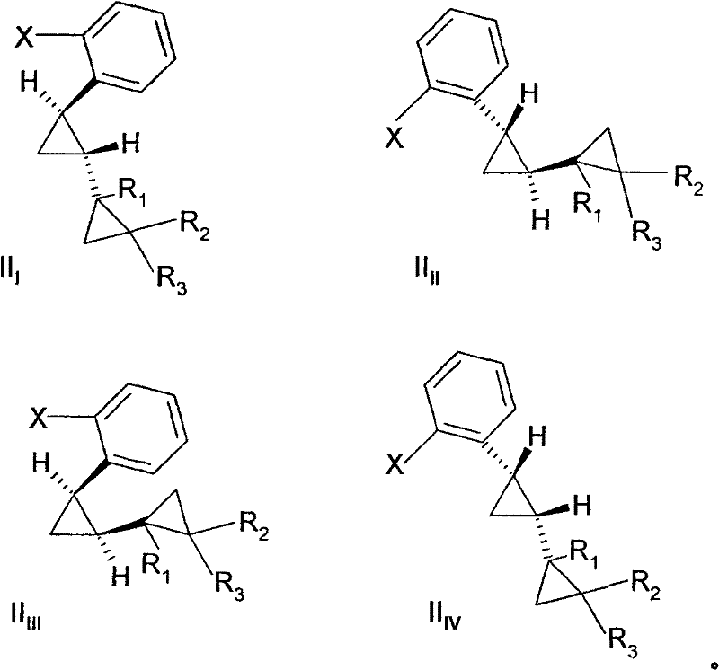 Stereoisomeric forms of Formula II precursors showing trans and cis configurations relevant to reaction kinetics