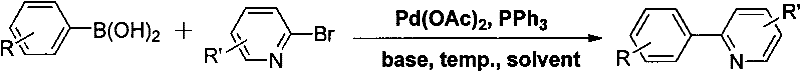 Suzuki coupling preparation of 2-arylpyridine substrates using Pd catalyst and boronic acid