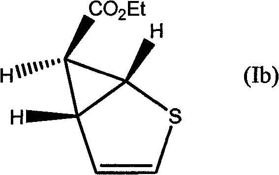 Specific continuous process scheme showing Thiophene reacting with Ethyl Diazoacetate in a copper microreactor