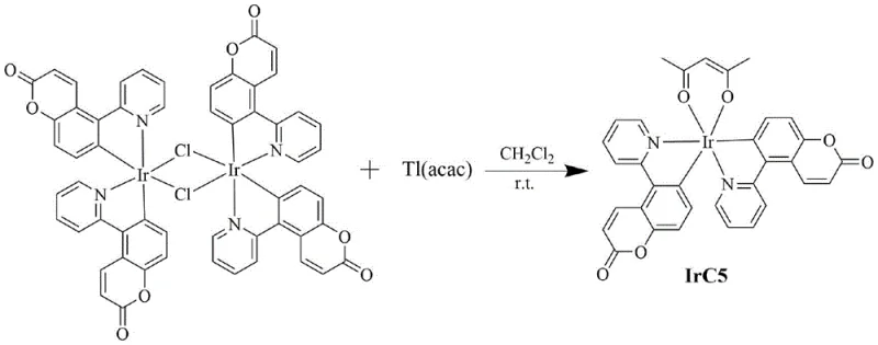 Final conversion of iridium dimer to IrC5 complex using Tl(acac)