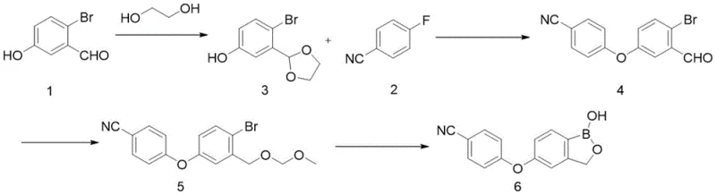 Prior art synthesis route using n-BuLi and trimethyl borate showing harsh conditions