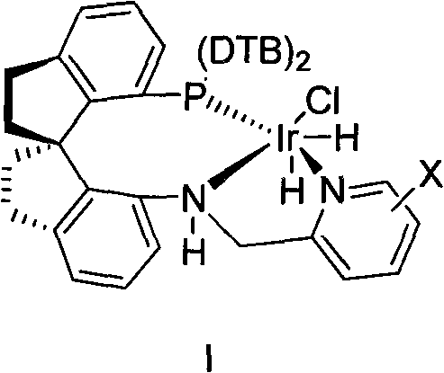 Chemical structure of the chiral iridium catalyst Formula I used for asymmetric hydrogenation