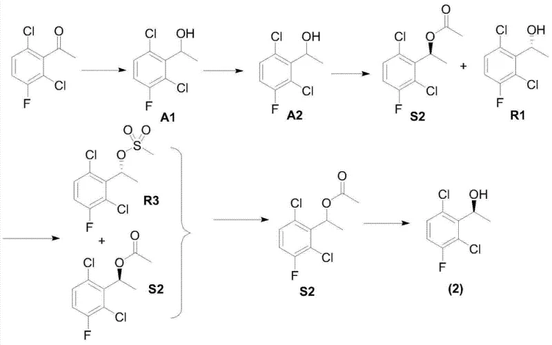 Prior art enzymatic and resolution routes showing multi-step complexity and yield limitations