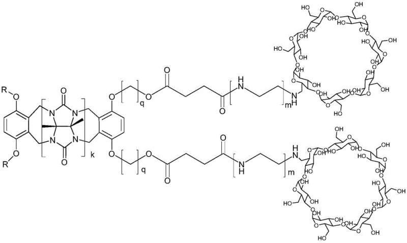 General structural formula of the ring-opening cucurbituril cyclodextrin dual-host compound showing linear dual-cavity arrangement