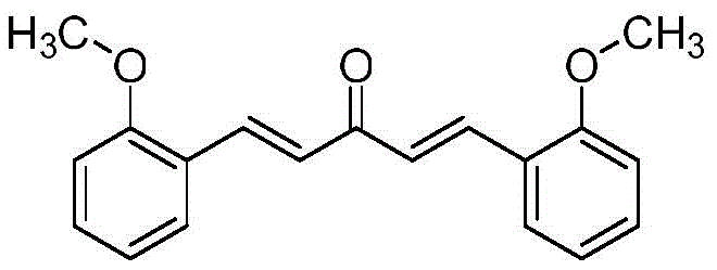 Chemical structure of the target curcumin analogue (1E,4E)-1,5-bis(2-methoxyphenyl)pent-1,4-dien-3-one