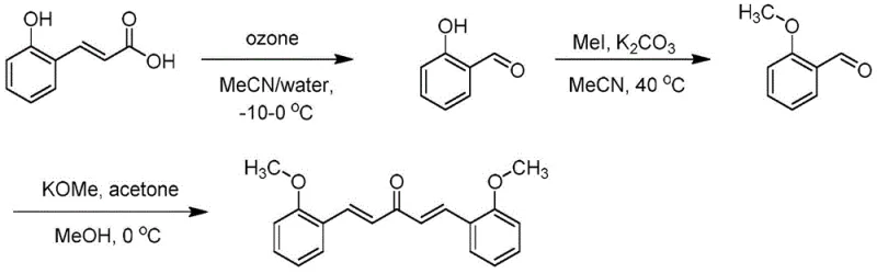 Overall three-step synthetic route for curcumin analogue via ozonolysis and condensation