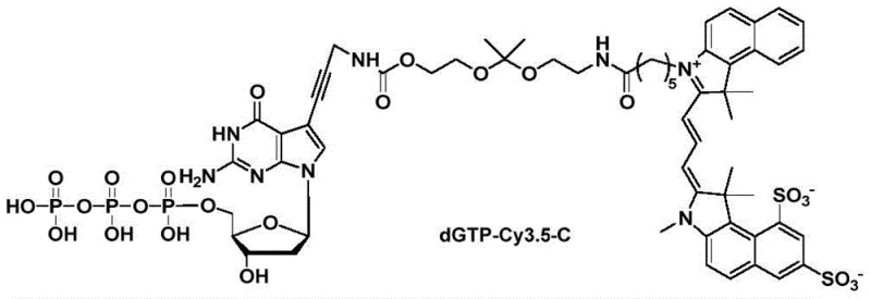 Application of Cy3.5-C in synthesizing reversible termination nucleotides showing improved yield
