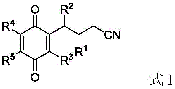 General structure of cyanoalkyl-substituted quinone compounds (Formula I)