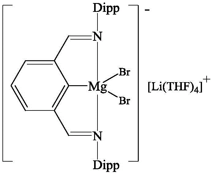 Chemical structure of the NCN tridentate pincer ligand stabilized magnesium-lithium bimetallic catalyst