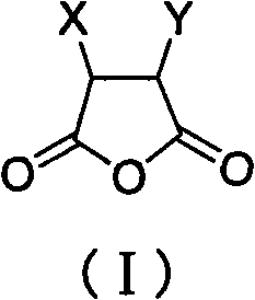 General chemical structure of substituted cyclic acid anhydride (I) and dicarboxylic acid precursor (II)