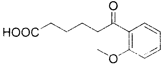 Chemical structure of 6-(2-methoxyphenyl)-6-oxohexanoic acid produced via nitrous acid mediated ring opening
