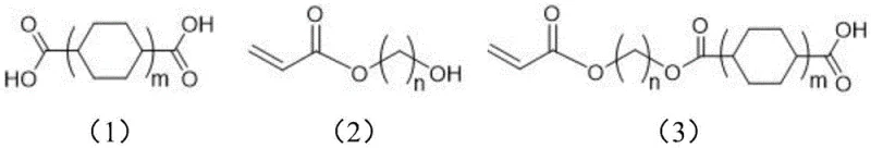General reaction scheme showing the esterification of cyclohexanedicarboxylic acid with hydroxyalkyl acrylate using EDCI and DMAP