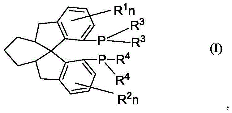 General chemical structure of the cyclohexyl-fused-ring spirodihydroindane bisphosphine ligand Formula I