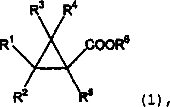 General chemical structure of cyclopropane carboxylate ester product Formula 1
