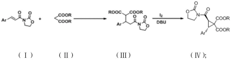 Two-step synthesis pathway from aryl-substituted enones to trans-cyclopropane dicarboxylate esters