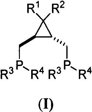 General structure of the cyclopropane skeleton diphosphine ligand (I) showing gem-diaryl substitution