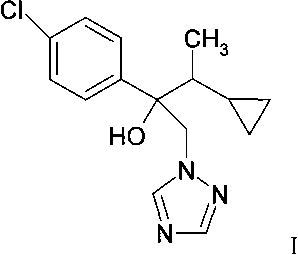 Chemical structure of Cyproconazole showing the 1,2,4-triazole ring and chiral centers