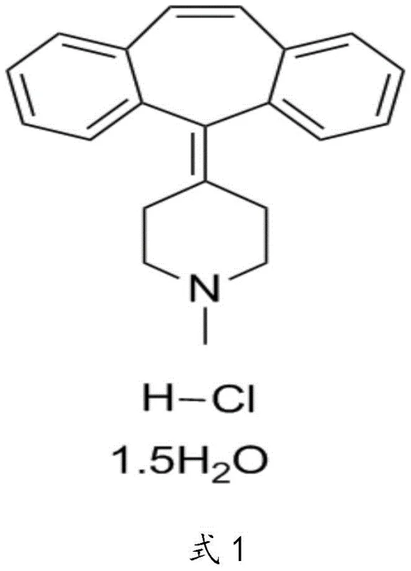 Chemical structure of Cyproheptadine Hydrochloride hydrate showing the tricyclic core and piperidine ring