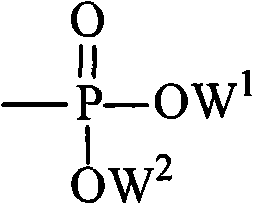 Chemical structure of the phosphate ester group Formula II showing variable alkyl chains W1 and W2