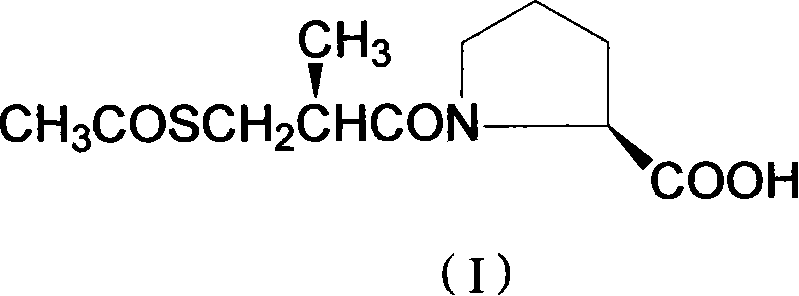 Chemical structure of D-3-thioacetyl-2-methylpropionyl-L-proline intermediate