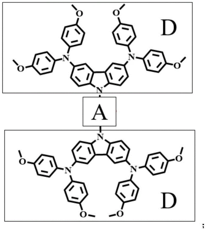 General D-A-D molecular structure showing electron donating and withdrawing components