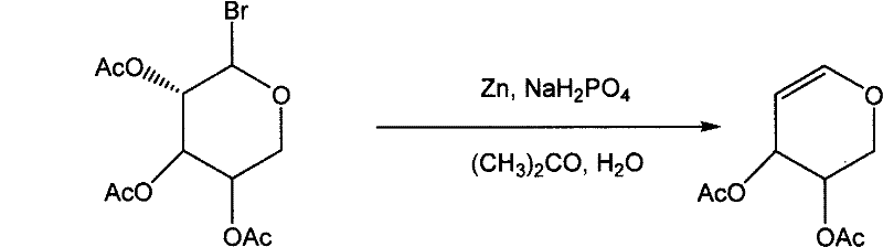 Step 1: Zinc-mediated reductive elimination of 1-bromoacetylated arabinose to D-acetylated arabinose