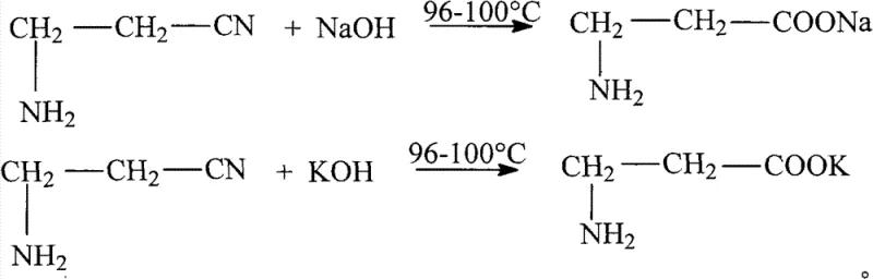 Hydrolysis of 3-aminopropionitrile with NaOH or KOH to form 3-alanine salts