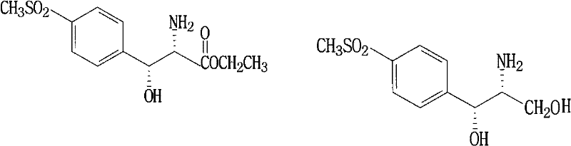 Chemical structure comparison of starting ester (I) and reduced amino-diol (II) showing the stereocenter retention