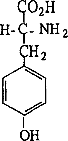 Chemical structures of L-tyrosine and D-tyrosine enantiomers showing chiral center