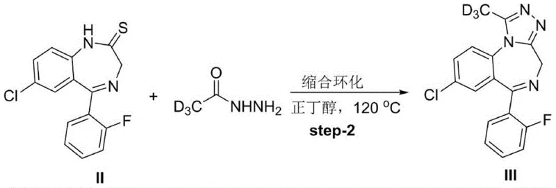 Step 2 reaction scheme showing condensation cyclization in n-butanol at 120°C
