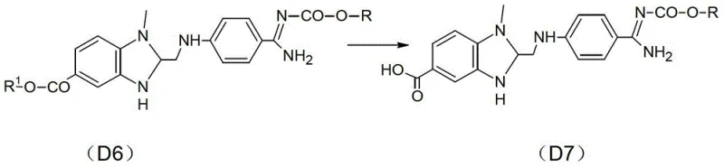 Final coupling of intermediate D7 with D8 to form Dabigatran Etexilate D9